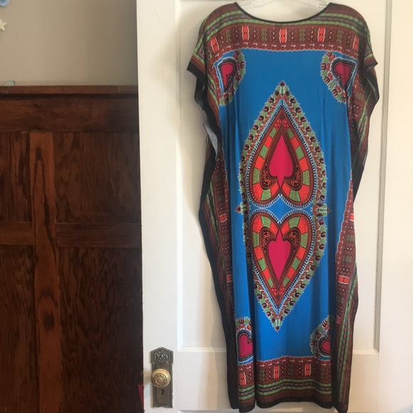 NWT boho graphic print heart blue -💯 cotton dress! Perfect heat wave dress! - Picture 10 of 13